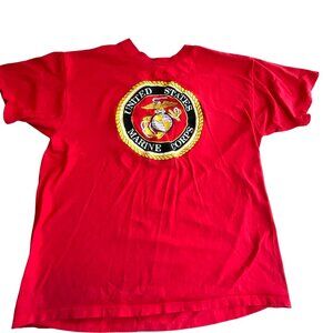 Vintage USMC Red T-Shirt Oneita Power-T Large 100% Cotton‎